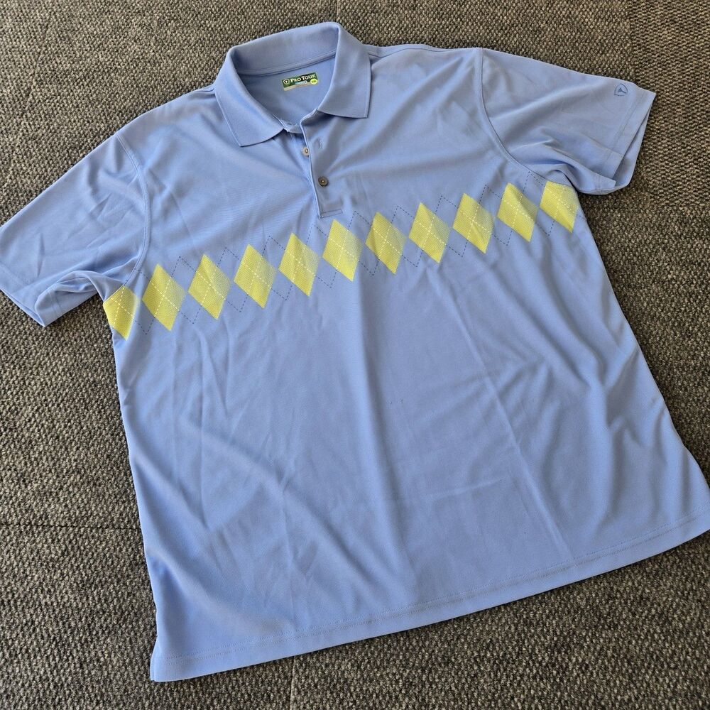 Pro Tour CoolPlay Blue Green Polo Shirt XXL Performance Diamond Golfers Golf Fun